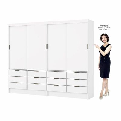 Closet Casal Duplo Sevilha 4portas 12Gavetas Carioca Móveis