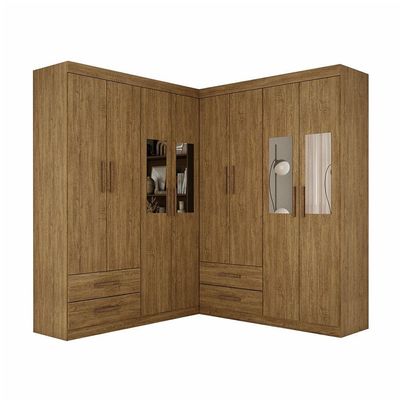 Closet Casal Duplo Lu 8 Portas 4 Gavetas Espelho Cinamomo