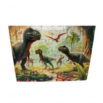 Quebra-cabeça Personalizado Dinossauros De 40 Peças Em Mdf Cor:verde