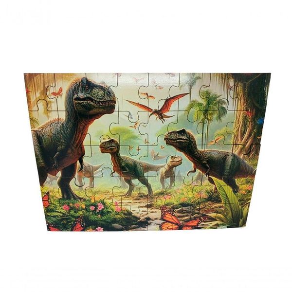 Quebra-cabeça Personalizado Dinossauros De 40 Peças Em Mdf Cor:verde