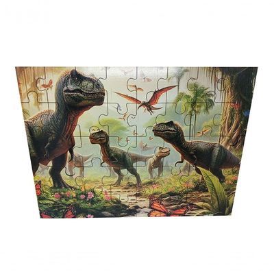 Quebra-cabeça Personalizado Dinossauros De 40 Peças Em Mdf Cor:verde