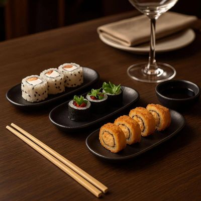 Kit 40 Travessas Rasas Sushi 16x8cm Orgânico Preto Matte Restaurante Japonês Buffet Porto Brasil