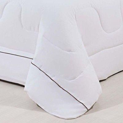 Kit Edredom 100% Algodão Percal 150 Fios Dupla Face King + Jogo De Cama 7 Peças - com produção na cor Branco- Palha