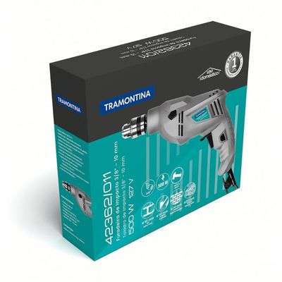 Furadeira de Impacto Tramontina 500 W 127 V 3/8 polegada com Sistema de Reversão de Rotação