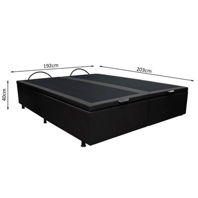 Base Box Baú Para Cama Casal King 192x203cm Bipartido Liz S05 Sintético Preto - Mpozenato