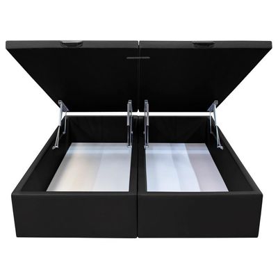 Base Box Baú Para Cama Casal King 192x203cm Bipartido Liz S05 Sintético Preto - Mpozenato