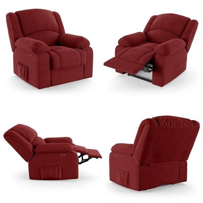 Poltrona Do Papai Reclinável Pietra Power Touch Fh9 Veludo Vermelho - Mpozenato