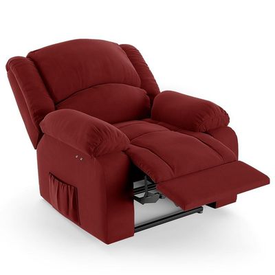 Poltrona Do Papai Reclinável Pietra Power Touch Fh9 Veludo Vermelho - Mpozenato