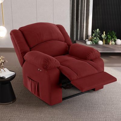 Poltrona Do Papai Reclinável Pietra Power Touch Fh9 Veludo Vermelho - Mpozenato