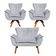 Kit Namoradeira E 2 Poltronas Base Giratória Madeira Opla Suede Cinza - Ibiza