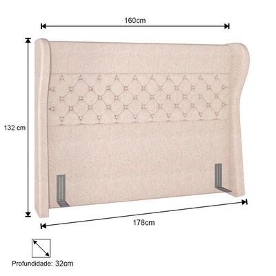 Cabeceira Cama Casal Queen 160cm Trinidad P02 Linho Cru - Mpozenato