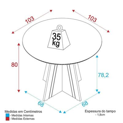 Mesa De Jantar Redonda 103cm Multimóveis Cr50047
