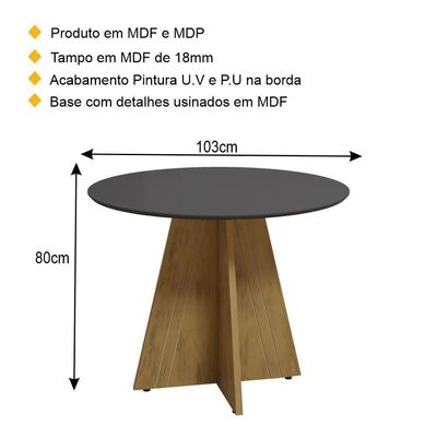 Mesa De Jantar Redonda 103cm Multimóveis Cr50047