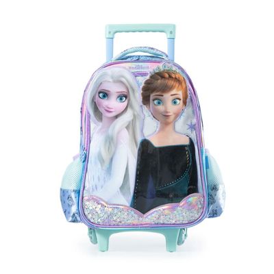 Mochila Escolar Feminina de Rodinhas Frozen Premium U / Azul