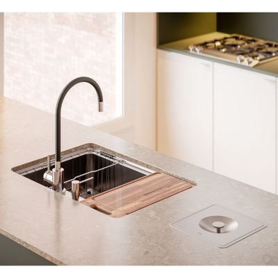 Lixeira de Embutir Quadrada Docol Massima em Aço Inox Escovado com Balde Plástico 6 Litros