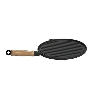 Bifeteira Chapa Ferro Fundido Redonda Estriada 26 Cm