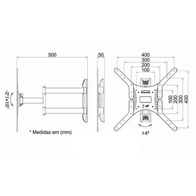 Suporte Articulado Para Tv De 26 A 55 A02v4n Elg Preto