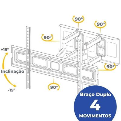 Suporte Articulado Tv 37 A 80 De Parede Sav-4600 Aquário