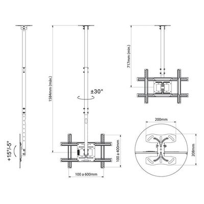 Suporte De Teto Para Tv 32 A 75 Altura Ajustável A05v6 Preto Elg