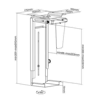Suporte Para Gabinete Cpu Suspenso Ajustável Ctw200