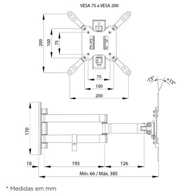 Suporte Articulado Para Tv De 15 A 34 Em02v2 Elg