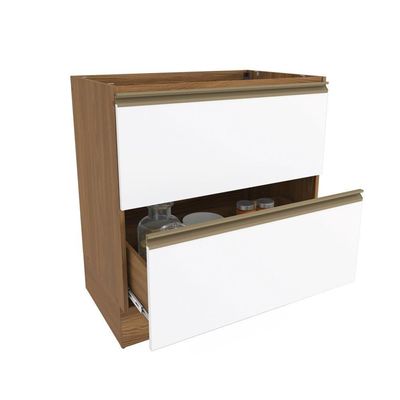 Balcão 2 Gavetas Kappesberg Celeste 100% Mdf Nogueira/branco 80cm