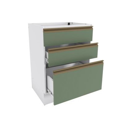 Balcão 3 Gavetas Kappesberg Celeste 100% Mdf Branco-verde Oliva 60cm