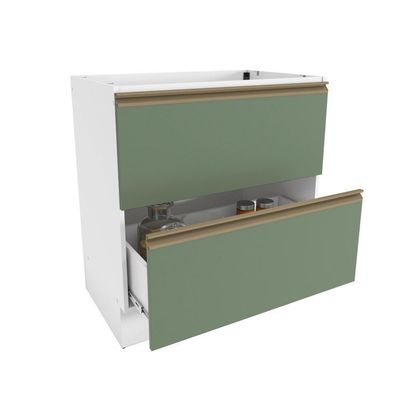 Balcão 2 Gavetas Kappesberg Celeste 100% Mdf Branco-verde Oliva 80cm