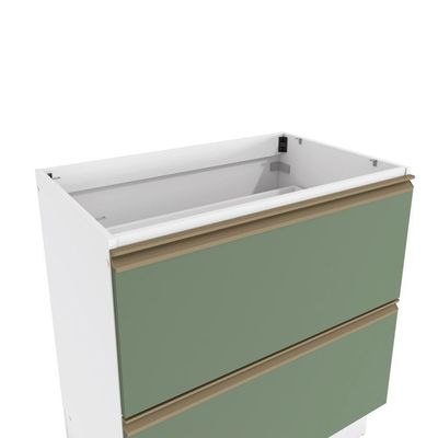 Balcão 2 Gavetas Kappesberg Celeste 100% Mdf Branco-verde Oliva 80cm