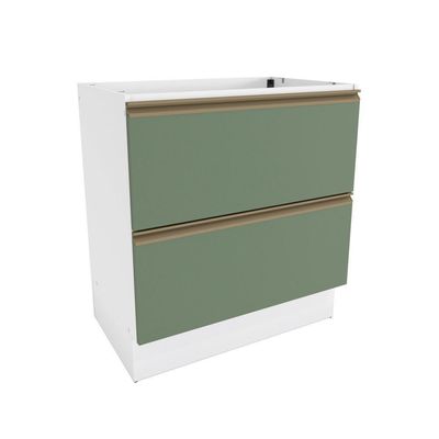 Balcão 2 Gavetas Kappesberg Celeste 100% Mdf Branco-verde Oliva 80cm