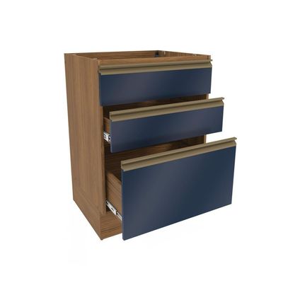 Balcão 3 Gavetas Kappesberg Celeste 100% Mdf Nogueira-azul Profundo 60cm