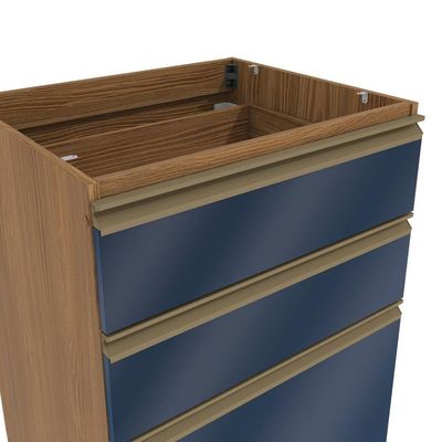 Balcão 3 Gavetas Kappesberg Celeste 100% Mdf Nogueira-azul Profundo 60cm