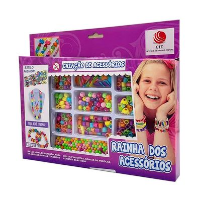 Brinquedo Kit Criação De Acessórios Pulseira Colar Pingente