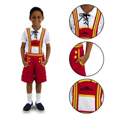 Fantasia Alemã Clássica Infantil Com Camiseta E Suspensório Tamanho P