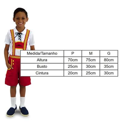 Fantasia Alemã Clássica Infantil Com Camiseta E Suspensório Tamanho P