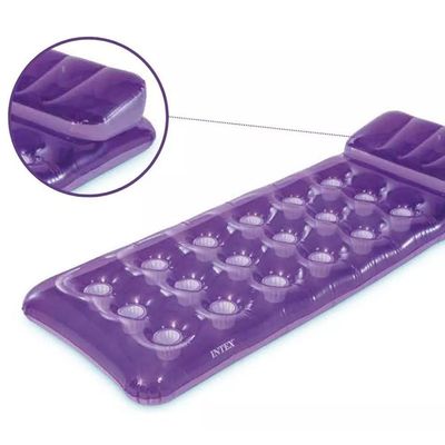 Colchão Bronzeador Inflável Caribe Porta Copos 58890 Intex Roxo