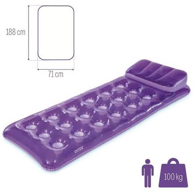 Colchão Bronzeador Inflável Caribe Porta Copos 58890 Intex Roxo