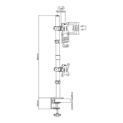 Suporte 2 Monitores Vertical Base Morsa V1224c Central Suportes
