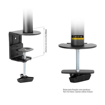 Suporte 2 Monitores Vertical Base Morsa V1224c Central Suportes