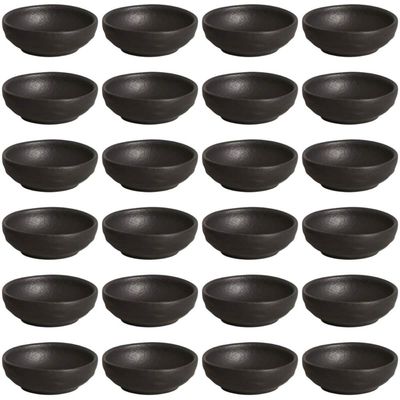 Kit 24 Ramequins 70ml Cerâmica Orgânico Preto Matte Restaurante Porto Brasil