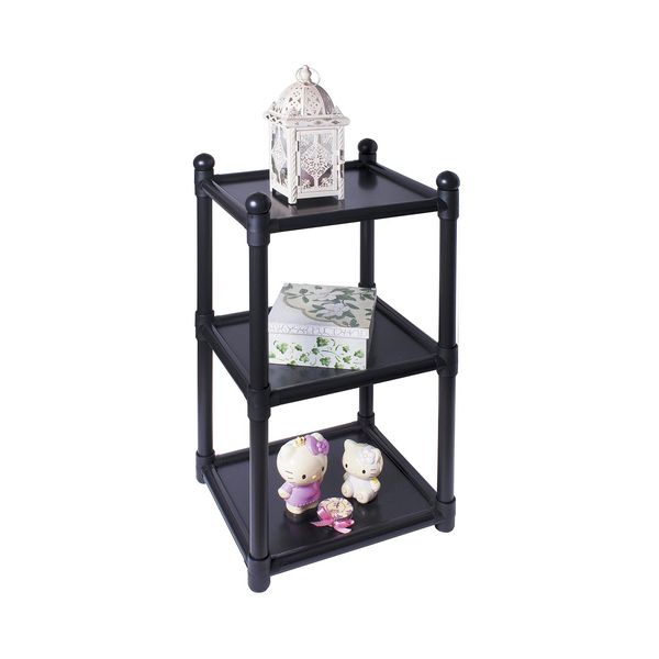 Estante de Plástico Multiuso São Bernardo Empilhável com 3 Prateleiras Preta 35x31x79,5cm