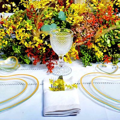 Conjunto de Travessas Decorglass Coração em Vidro 3 Peças
