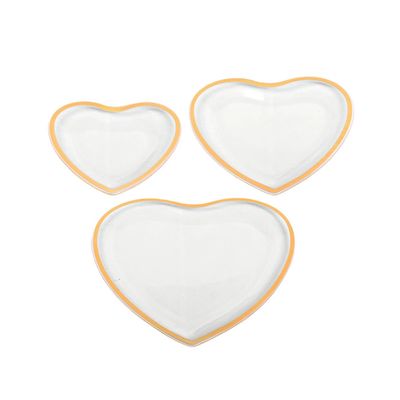 Conjunto de Travessas Decorglass Coração em Vidro 3 Peças