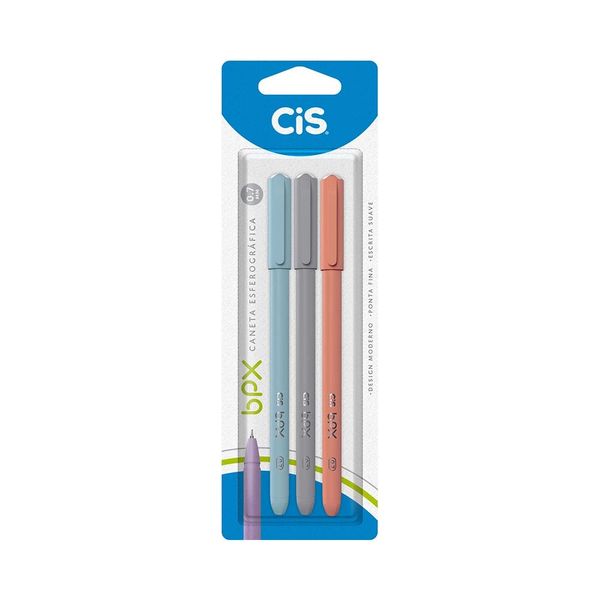 Caneta Esferográfica Cis BPX Azul, Preta e Vermelha 0.7mm 03 Unidades