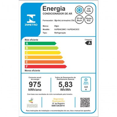 Ar Condicionado Split Hi Wall Inverter Elgin Eco Ii Connect 24.000 BTUs Frio 220V R-32