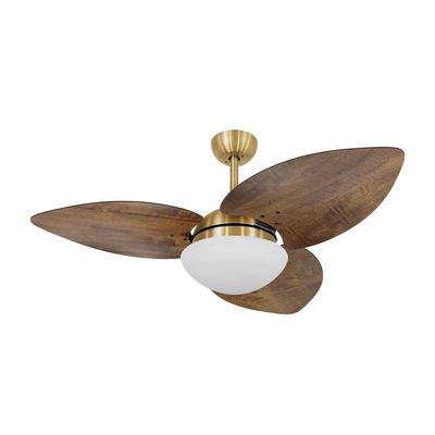 Ventilador De Teto Dormamu Dourado 3 Pás Rádica Imbuia 127V 110V