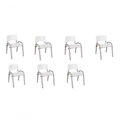 Kit 7 Cadeira Iso Infantil Creche, Escola Base Cinza Branco