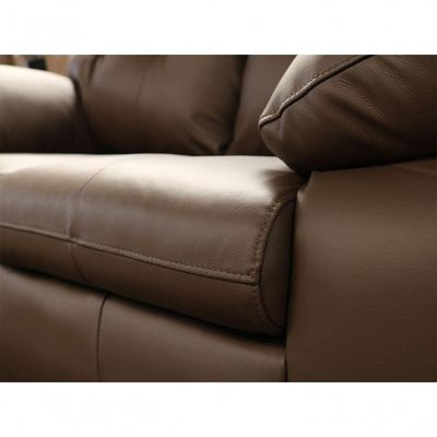 Conjunto Sofá De Couro Marselha 3 E 2 Lugares Café Pigmentado - Mempra