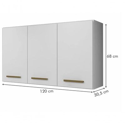 Armário Aéreo Etios 3 Portas Kaiki Móveis - Branco
