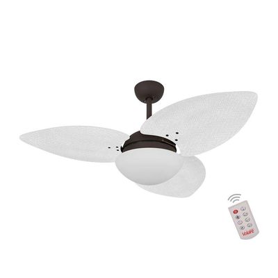 Ventilador De Teto Marrom 3 Pás Palmae Branco 127V 110V